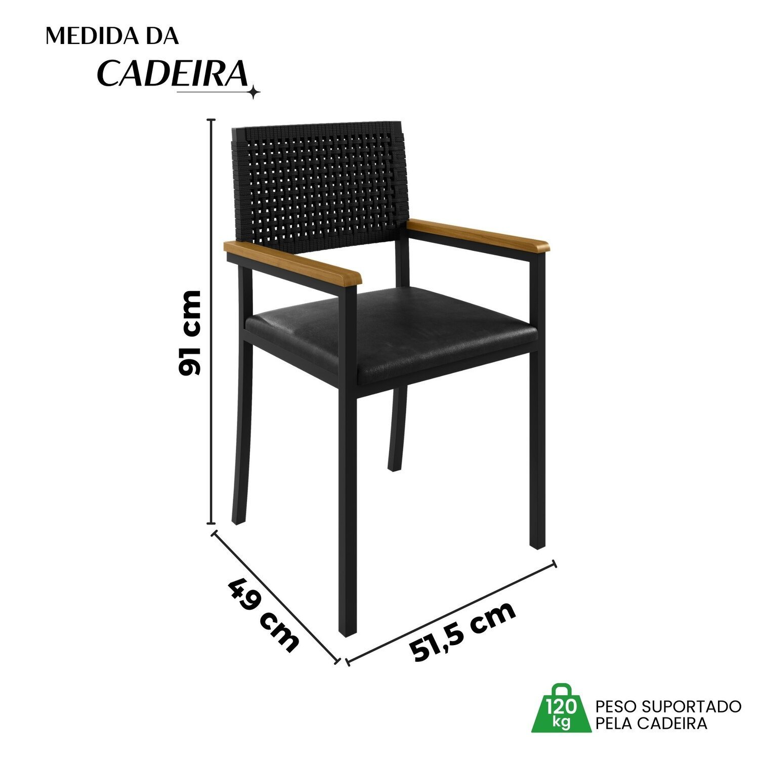 Cadeira para Sala de Jantar com Braço Madri - 3