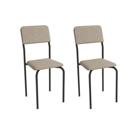 Cadeira Sala de Jantar Ibiza 2c133prf Aço Kit 2 Un Preto/linho Bege Fendi - Kappesberg