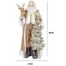 Escultura Papai Noel com Cajado de Rena e Arvore Nevada 50cm - 3