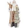 Escultura Papai Noel com Cajado de Rena e Arvore Nevada 50cm - 1