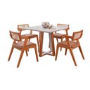 Ver imagem 3 de Mesa Viena 4 Lugares Tampo Off White 4 Cadeiras Madeira Maciça e Estofada Verona Espresso Móveis