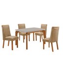 Ver imagem 2 de Mesa de Jantar Liz 120cm Tampo MDF Vidro Canto Copo com 4 Cadeiras Yasmin
