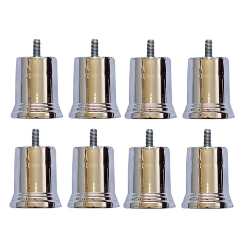 Kit 8 Pés para Cama Box Sofá Móveis 6cm Lis Cromado