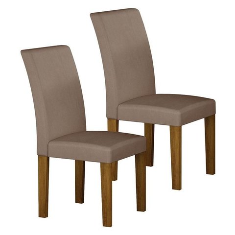Cadeira para Mesa de Jantar Napoli Mdf Kit 2 Peças Freijó Joli Camurça – Leifer Móveis