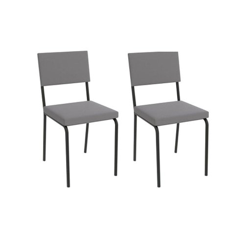 Kit 2 Cadeiras de Cozinha Zaria 2c128 Aço 2 Uni Preto/suede Cinza - Kappesberg