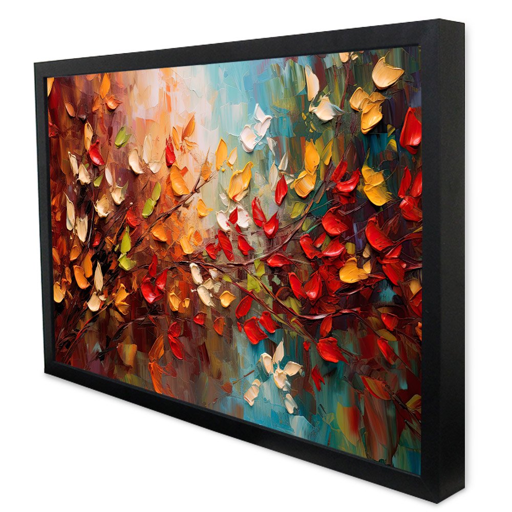 Quadro Decorativo Caixa Floral Luxo Primavera em Pinceladas Tacolado Moldura Caixa 3cm Preta sem Vid - 1