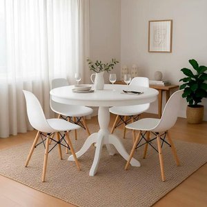 Conjunto Mesa de Jantar Redonda 100cm Norah com 4 Cadeiras Eiffel - Iaza Móveis