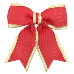 Kit 36 Peças Enfeite Árvore Natal Laço Lacinho Vermelho Dourado Brilhante 14cm - 1