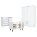 Ver imagem 1 de Quarto de Bebê Americano 4 Portas Com berço Americano Q Encanto 3820 Retrô Branco Acetinado - Qmovi