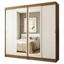 Ver imagem 1 de Conjunto 2 Guarda-Roupas 4 Portas de Correr com 2 Espelhos Rustic/Branco Tokio Madesa