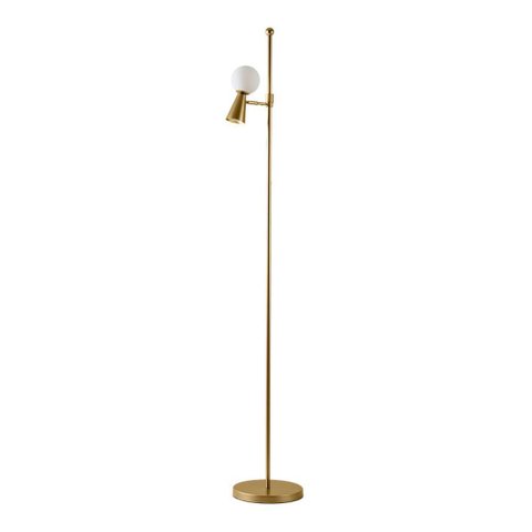Luminária de Chão Piso Teas Dicroica Par16 Halopin 163xø25cm Metal e Vidro Dourado Fosco e Preto - N