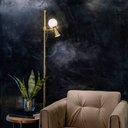 Ver imagem 2 de Luminária de Chão Piso Teas Dicroica Par16 Halopin 163xø25cm Metal e Vidro Dourado Fosco e Preto - N