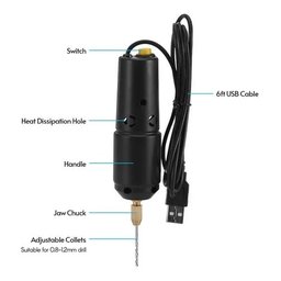 Mini Furadeira Usb Portátil Artesanato Resina Madeira Jóias - 4
