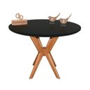 Ver imagem 1 de Mesa Jantar Pandora Tampo Redondo Laca com Vidro 100cm Preto