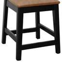 Ver imagem 2 de Kit 2 Banquetas Madeira Maciça Encosto Telinha Assento Estofado - Preto Corano Marrom Mescla