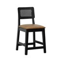 Ver imagem 6 de Kit 2 Banquetas Madeira Maciça Encosto Telinha Assento Estofado - Preto Corano Marrom Mescla