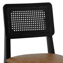 Ver imagem 4 de Kit 2 Banquetas Madeira Maciça Encosto Telinha Assento Estofado - Preto Corano Marrom Mescla