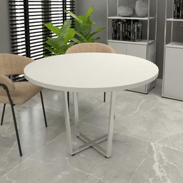 Mesa de Reunião Industrial Cinza 110cm Pés em Metal F5  - 1