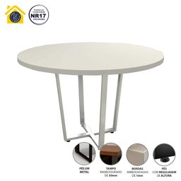 Mesa de Reunião Industrial Cinza 110cm Pés em Metal F5  - 4