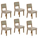 Ver imagem 1 de Kit 6 Cadeiras para Sala de Jantar Pés em Madeira Maciça Liz Bege/Cinamomo/Veludo
