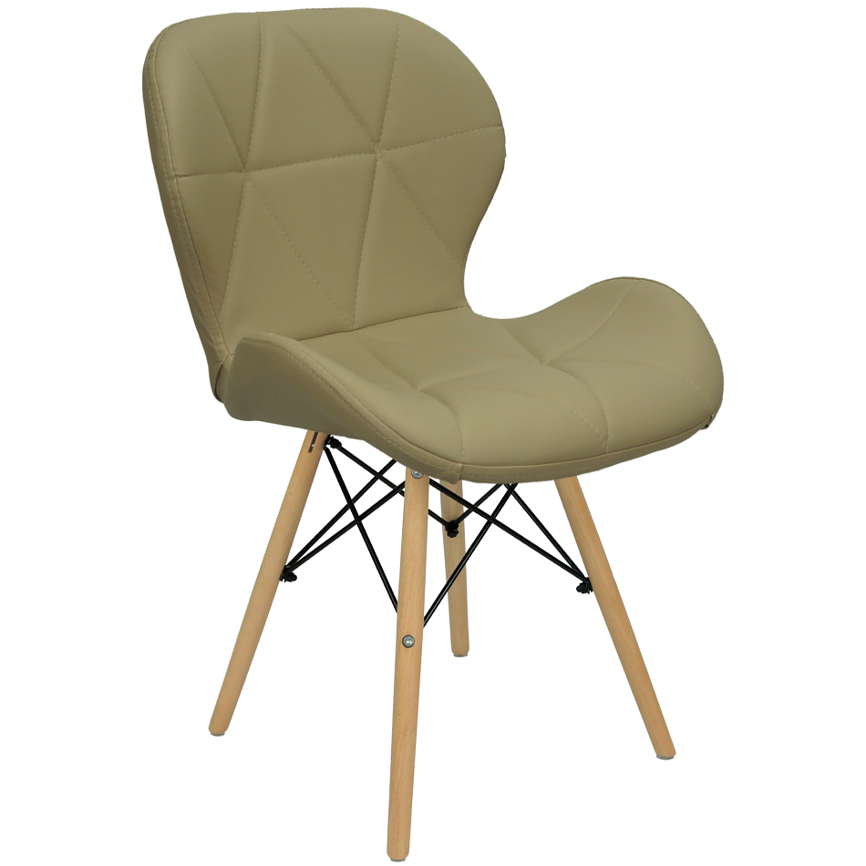 Cadeira Charles Eames Eiffel Slim Wood Estofada - Bege - 1
