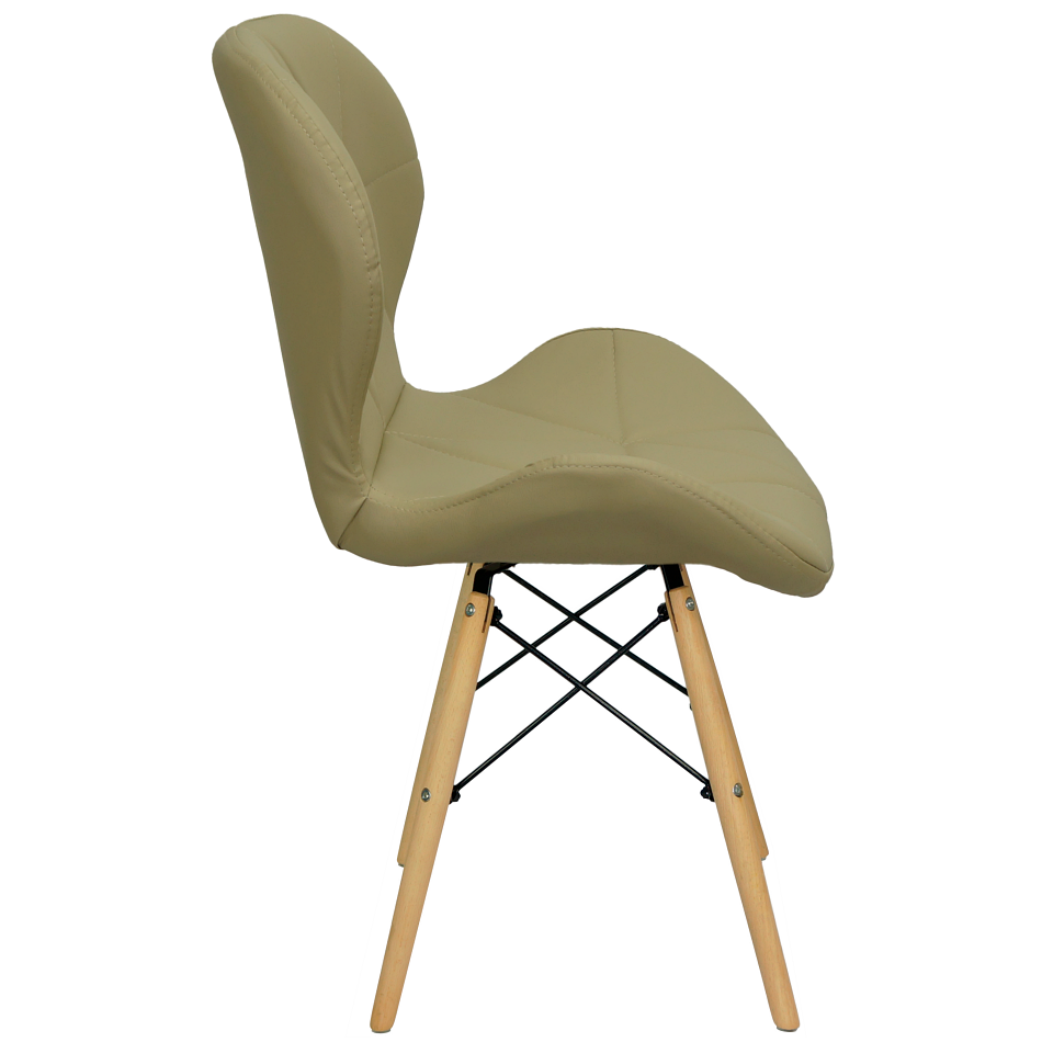 Cadeira Charles Eames Eiffel Slim Wood Estofada - Bege - 2