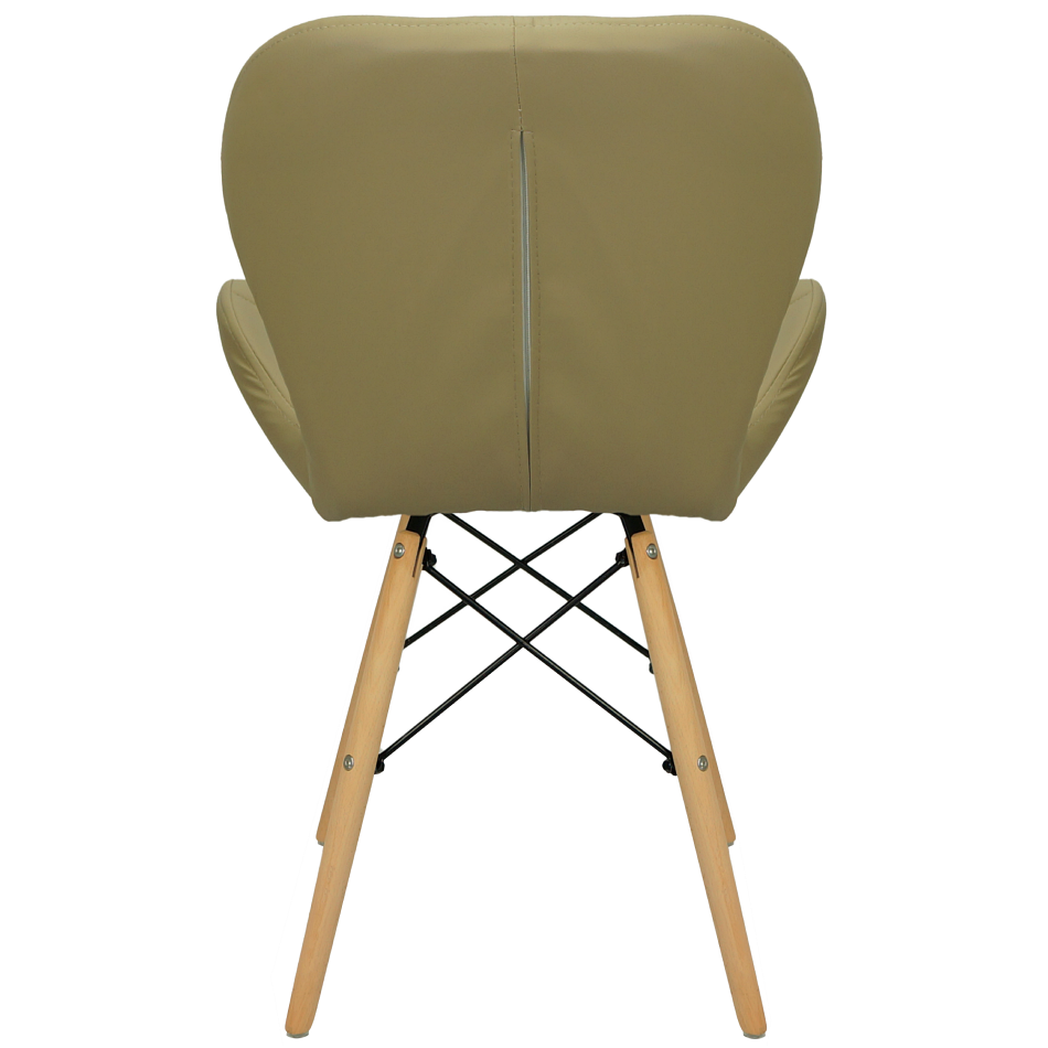 Cadeira Charles Eames Eiffel Slim Wood Estofada - Bege - 4