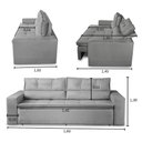 Ver imagem 3 de Sofá Retrátil e Reclinável 2 Lugares com Molas 1,80m Veronica Suede Cinza