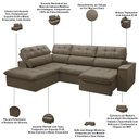 Ver imagem 4 de Sofá 4 Lugares Retrátil Reclinável Chaise Esquerdo 288cm Solin F04 Veludo Marrom Claro - Lyam