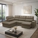 Ver imagem 3 de Sofá 4 Lugares Retrátil Reclinável Chaise Esquerdo 288cm Solin F04 Veludo Marrom Claro - Lyam