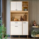 Ver imagem 2 de Armário de Cozinha Compacta Retrô 90cm Wallie N03 Freijó/off White - Mpozenato