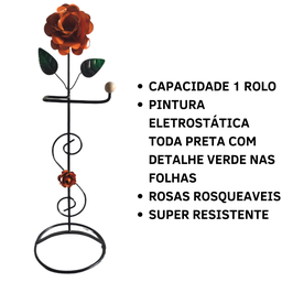 Porta Papel Higiênico 1 Rolo de Chão em Ferro com Rosa:laranja - 4