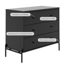 Ver imagem 2 de Cômoda 3 Gavetas Jasper 94 Cm - Preto Fosco