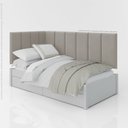 Ver imagem 4 de Cabeceira Lateral p/ Cama Solteiro 90x1.90x55 - Riscadinha Infantil - Suede Areia