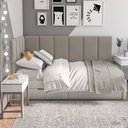 Ver imagem 2 de Cabeceira Lateral p/ Cama Solteiro 90x1.90x55 - Riscadinha Infantil - Suede Areia