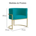 Ver imagem 5 de Kit Namoradeira + 2 Poltronas Decorativa Luana Suede Azul Tiffany Base Dourarada Ms Decor
