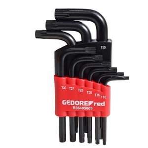 Jogo de Chaves L Torx Hexalobular Curta 9 Peças - Gedore Red