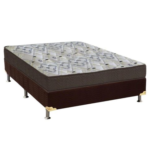 Cama Box Casal: Colchão Espuma D45 Ortobom /EP Fort Tech ISO 150 + Base CRC Suede Brown(138x188)