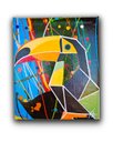Ver imagem 4 de Quadro Figurativo Decorativo em Acrílico Pintado a Mão de Tucano Estilizado em Formas Geométricas