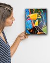 Ver imagem 3 de Quadro Figurativo Decorativo em Acrílico Pintado a Mão de Tucano Estilizado em Formas Geométricas