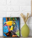 Ver imagem 1 de Quadro Figurativo Decorativo em Acrílico Pintado a Mão de Tucano Estilizado em Formas Geométricas