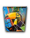 Ver mais imagens de Quadro Figurativo Decorativo em Acrílico Pintado a Mão de Tucano Estilizado em Formas Geométricas