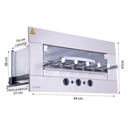 Churrasqueira Gourmet a Gás Natural 6 Espetos Rotativos 127v Age Titan - 5