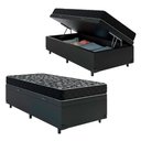 Ver imagem 1 de Cama Box Baú Solteiro 88 Sintético Preto com Colchão de Espuma D20 - Tampo Preto 12cm