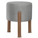 Ver imagem 6 de Kit 2 Puff Banquinho Redondo Decorativo Thor em Linho Pés Polietileno Cor Cinza