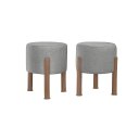 Ver imagem 5 de Kit 2 Puff Banquinho Redondo Decorativo Thor em Linho Pés Polietileno Cor Cinza