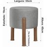 Kit 2 Puff Banquinho Redondo Decorativo Thor em Linho Pés Polietileno Cor Cinza - 7