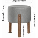 Ver imagem 7 de Kit 2 Puff Banquinho Redondo Decorativo Thor em Linho Pés Polietileno Cor Cinza