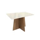 Ver imagem 1 de Mesa de Sala Jantar Lótus C/tampo Madeirado C/ Vidro 90x160cm Nogueira/off White/vidro Off White -