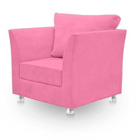 Poltrona Cadeira Decorativa para Sala e Quarto Lisboa Suede Rose